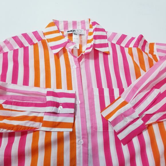 Beach Riot Alexa Sunset Stripes Collared Blouse Swim Cover - Picture 8 of 9